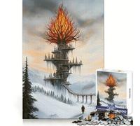 Puzzle "Burning Tree City" per adulti, 1000 pezzi, stimolante per le capacità cognitive, ideale per momenti di relax, con chiusura a scatto, regalo di Natale perfetto (38x26cm)