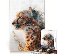 Puzzle "Caccia all'alba dei ghepardi" per ragazzi, 1000 pezzi, per sviluppare la destrezza mentale, ideale per momenti di relax, taglio di alta qualità, regalo di Natale (38x52cm)