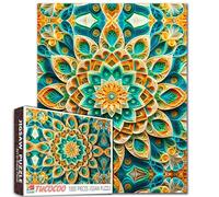 Puzzle caleidoscopio mandala, 1000 pezzi, per adulti, fiori, foglie, piante, arte da parete, per rilassamento, intrattenimento, attività, sfida, giocattoli per uomini e donne, decorazione artistica da