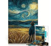 Puzzle "Campo di grano sotto una notte stellata" da 1000 pezzi,gioco di memoria,taglio di precisione,sfida interattiva per la mente per la casa (38x52cm)