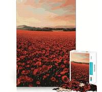 Puzzle "Campo di papaveri al tramonto" per adolescenti, 1000 pezzi, gioco per allenare la mente, design rilassante, assemblaggio, sorpresa di Natale (50x75cm)