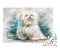 Puzzle Cane Domestico Carino per Adulti per Decorazione Murale, Cane Bianco nella Nebbia Gioco Educativo Antistress 1000 Pezzi 38x26cm 1000 Pezzi