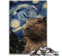 Puzzle Capibara del cielo notturno per adulti, 1000 pezzi, gioco stimolante e gioco per famiglie con pezzi completamente interconnessi di forma casuale (38x26cm)