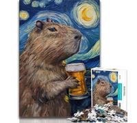 Puzzle Capibara del cielo notturno per adulti e adolescenti, aiuta il cervello a esercitare i giocattoli avvincenti per coltivare la pazienza, adatto alle coppie, 75x50cm
