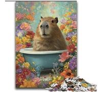 Puzzle Capibara nella vasca da bagno per adolescenti, antistress, per ammazzare il tempo in casa, per migliorare l'amore tra coppie (70x100cm)