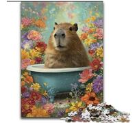 Puzzle Capibara nella vasca da bagno per adolescenti, puzzle da 1000 pezzi, giochi rilassanti che migliorano l'amore tra coppie per bambini dai 14 anni (50x75cm)