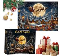 Puzzle - Cardboard Snow Village, 24 Day Countdown, Holiday | Christmas Countdown Calendar Puzzle Calendar 24-Day Holidays Holiday Seasonal Halloween Thanksgiving Easter Kids Teens Adults