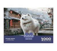 Puzzle carino per adulti e bambini con cane bianco di Asian-style House, 1000 pezzi, giochi educativi per decorazioni murali, 70x50 cm/1000 pezzi