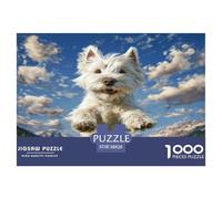 Puzzle carino per cani da compagnia per adulti dai 14 ai 99 anni: gioco educativo con cane che salta sopra le montagne per decorazioni e regali per la casa 38x26 cm/1000 pezzi
