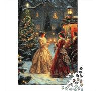 Puzzle Carrozza Vintage Natale Elegante, 1000 Pezzi Carta Riciclata Regali Uomini Donne Estremamente Difficile Stimolante 38x26cm/1000pcs