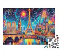 Puzzle carta 1000 pezzi Scena notturna città europee per adulti Grande formato Brain Training Architettura Parigi Londra Puzzle educativo da muro 52x38cm/1000pcs