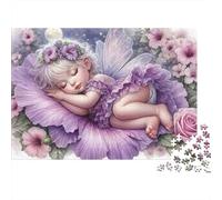 Puzzle carta 1000 pezzi tema fiaba floreale per adulti Educativo rilassante Puzzle fata viola Decorazione per la casa 70x50cm/1000pcs