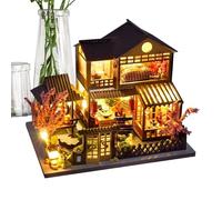 Puzzle casa in legno - Kit di modelli complessi in legno tagliato a 3D, set di artigianato in miniatura realistico con luce LED | Progetto fai da te creativo per adulti, uomini, donne