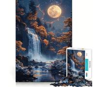 Puzzle "Cascata al chiaro di luna" per ragazzi,1000 pezzi,gioco di potenziamento mentale,dimensioni uniformi,pezzi precisi,divertimento in famiglia,attività serale (50x75cm)