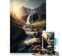 Puzzle "Cascata al tramonto" da 1000 pezzi gioco interattivo per stimolare la mente,con incastri precisi e senza pezzi che si staccano (50x75cm)