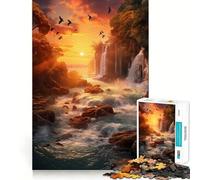 Puzzle "Cascata al tramonto" da 1000 pezzi,gioco interattivo "Think Boost",incastro perfetto,nessun pezzo si stacca,sfida cerebrale per la casa (50x75cm)