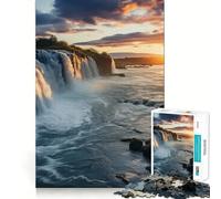 Puzzle "Cascata al tramonto" per ragazzi,1000 pezzi,gioco stimolante per la mente,montaggio sicuro e attività di gruppo per i propri cari (38x26cm)
