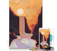 Puzzle "Cascata al tramonto sulla montagna" per ragazzi, 1000 pezzi, gioco di logica, divertimento al chiuso, bordi precisi, pezzo da collezione 38x26cm