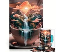 Puzzle "Cascata in una tazza" per adulti,1000 pezzi,gioco stimolante per la mente,dimensioni uniformi,pezzi precisi,ideale da portare in viaggio,gioco per allenare la mente,regalo (38x52cm)