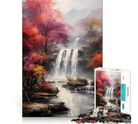 Puzzle "Cascata nella foresta autunnale" per adulti,1000 pezzi,gioco stimolante per la mente,formato uniforme,pezzi precisi,ideale da portare in viaggio,gioco per allenare la mente,regalo (50x75cm)