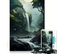 Puzzle "Cascata nella giungla" per adulti, 1000 pezzi, gioco stimolante per la mente, divertente e rilassante, con tagli precisi, decorazione da parete 38x52cm