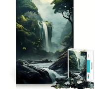 Puzzle "Cascata nella giungla" per ragazzi, 1000 pezzi, gioco di logica, passatempo per la casa, taglio preciso, regalo per le festività 38x26cm