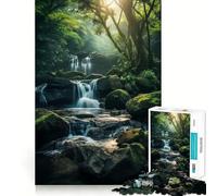 Puzzle "Cascata nella natura verde" con 1000 pezzi,gioco per lo sviluppo delle capacità cognitive,superficie liscia e priva di sbavature,attività rilassante di gruppo al chiuso (38x52cm)