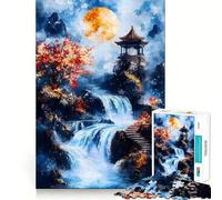 Puzzle "Cascata sotto la luna piena" da 1000 pezzi per ragazzi,gioco stimolante per la mente,montaggio sicuro e stabile,divertimento serale in famiglia (50x75cm)