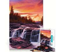 Puzzle Cascata Tramonto 1000 Pezzi per Adolescenti Treno della Memoria Divertente Connessione Pulita Senza Fine Attività Rilassante di Gruppo al Chiuso (38x26cm)