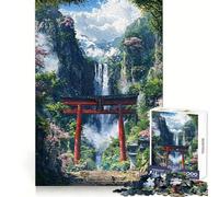 Puzzle "Cascate Sacre del Santuario Nascosto" da 1000 pezzi per adolescenti, gioco di logica puro, rilassante, con dettagli precisi e opere d'arte (38x26cm)