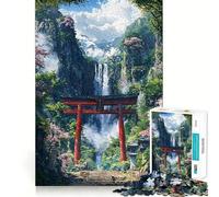 Puzzle "Cascate Sacre del Santuario Nascosto" da 1000 pezzi per adolescenti, gioco di logica puro, rilassante, con dettagli precisi e opere d'arte (38x26cm)