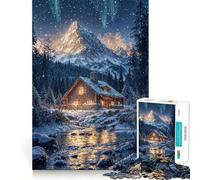 Puzzle "Casetta innevata in montagna" da 1000 pezzi per ragazzi, gioco di logica, divertimento rilassante, taglio preciso, regalo artistico (38x26cm)