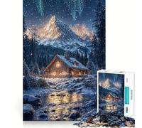 Puzzle Casetta innevata in montagna per ragazzi, 1000 pezzi, gioco rilassante, evasione, bordi precisi, (50x75cm)