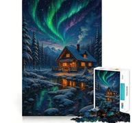Puzzle "Casetta invernale sotto l'aurora boreale" per adulti,1000 pezzi,gioco stimolante per la mente,pezzi precisi e facili da incastrare,attività rilassante di gruppo al chiuso (38x26cm)