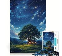 Puzzle "Casetta nella notte stellata" per adulti, 1000 pezzi, gioco intelligente e rilassante, taglio preciso, opera d'arte da collezione 50x75cm