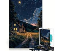 Puzzle "Casetta Notturna" da 1000 pezzi per adolescenti, ideale per stimolare la memoria, favorire la serenità, tagli precisi ed essere un regalo elegante (38x52cm)