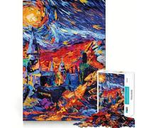 Puzzle "Castello del Drago nella Notte Stellata" per adulti, 1000 pezzi, gioco di logica mentale, delicato, rilassante, taglio preciso, lista dei desideri di Babbo Natale 38x26cm
