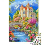 Puzzle Castello delle Favole in Pezzi Giardino Floreale, 1000 Pezzi Carta Riciclata Regali Uomini Donne, Gioco Familiare Divertente e Stimolante 38x26cm/1000pcs
