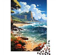 Puzzle Castello sulla Scogliera in Pezzi, Scena Spiaggia Vintage, 1000 Pezzi Carta Riciclata, Regali Uomini Donne, Estremamente Difficile e Stimolante 38x26cm/1000pcs