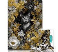 Puzzle Cat Art per adulti da 1000 pezzi, difficili da completare ma divertenti e umoristici, con poster abbinato e foglio di quiz, 50x75cm