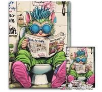 Puzzle Cat Go Toilette 1000 pezzi per adulti, puzzle in cartone per adulti, ideale come decorazione fai da te e come regalo rompicapo, 26X38CM/10,23x14,96 pollici