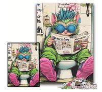 Puzzle Cat Go Toilette, 1000 pezzi, puzzle in legno per adulti, gioco interattivo per famiglie, decorazione fai da te per la casa, sfida per la mente, regalo, dimensioni 50x75cm