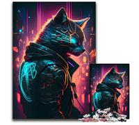 Puzzle Cat Neon Art da 1000 pezzi per adulti, gioco interattivo per famiglie, sfida mentale, giocattolo educativo 50x75CM/19,68x29,52 pollici