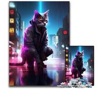 Puzzle Cat Neon Art per adulti, 1000 pezzi, gioco interattivo per famiglie, sfida mentale, giocattolo educativo 50x75CM/19,68x29,52 pollici