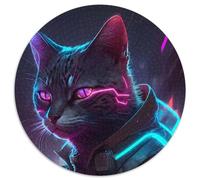 Puzzle Cat Neon Art per adulti, 1000 pezzi, Relax & Challenge, decorazioni artistiche colorate per la casa, amici, 67,5x67,5 cm