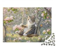 Puzzle Cat on Swing Spring A 1000 Pezzi Per Adulti, Gioco Diabilità Impossibile Puzzle Pittura Gioco Intellettivo Familiare Regalo Per Amore E Amico 52x38cm/1000pcs