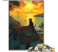 Puzzle Cat on The House da 1000 pezzi per adulti, giocattoli per l'intrattenimento della famiglia, ideali come regalo per tutta la famiglia, 26x38cm