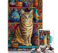 Puzzle „Cat on the Shelf“ 1000 Teile für Erwachsene und Jugendliche, hilft dem Gehirn beim Trainieren, süchtig machendes Spielzeug, um Geduld zu fördern, tolles Geschenk, 38x26cm