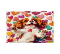Puzzle Cavalier King Charles Spaniel per adulti, 1000 pezzi, puzzle decorativi a forma di cuore carino, decorazioni per cani, per intrattenimento in famiglia, regalo per feste