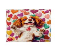 Puzzle Cavalier King Charles Spaniel per adulti, 500 pezzi, puzzle decorativi a forma di cuore carino, decorazioni per cani, per intrattenimento in famiglia, regalo per feste